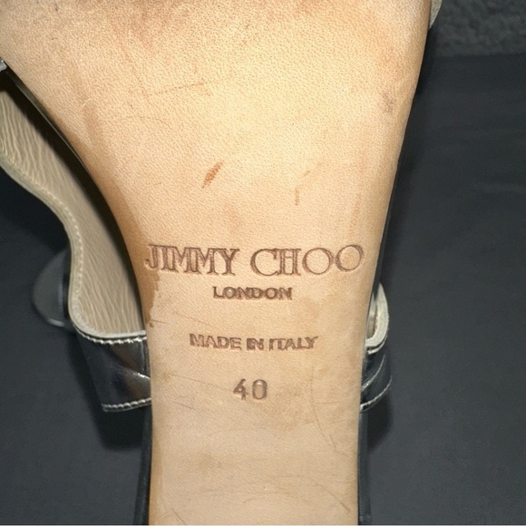 Jimmy Choo Shoes Womens 10 Silver Diffuse Mirror Leather Strappy Lace Up - Picture 7 of 7